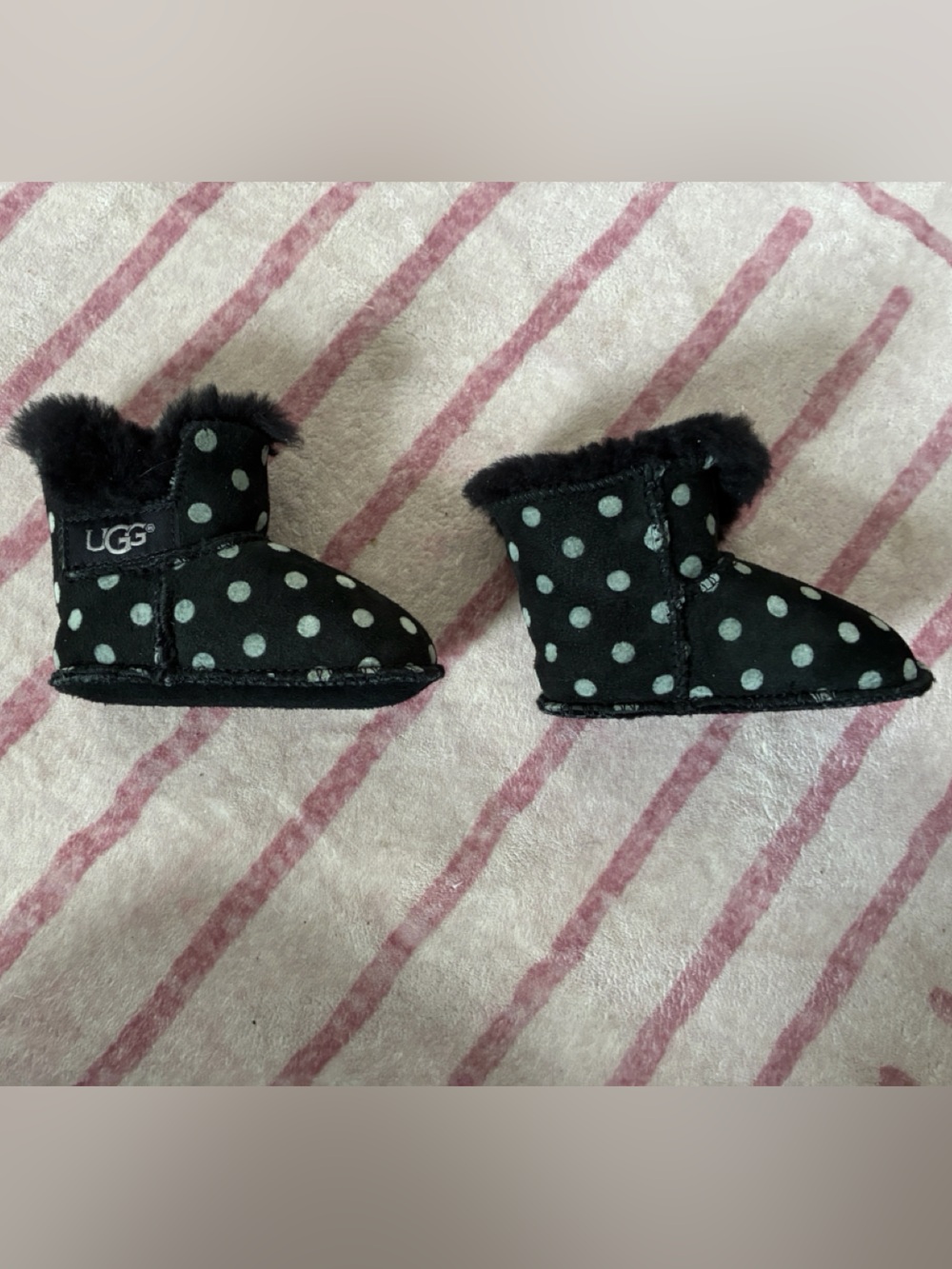 UGG Baby Black Polka Dot Mini Booties